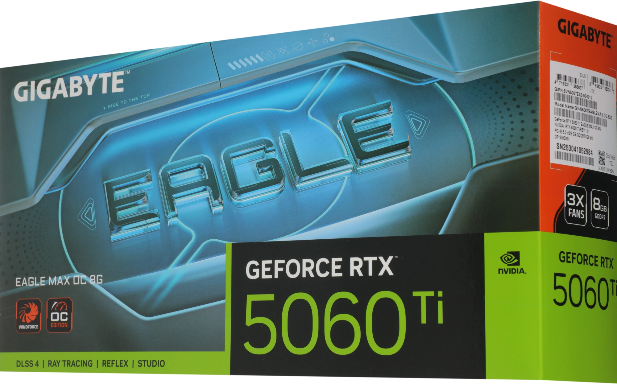 Видеокарта GIGABYTE RTX5060Ti EAGLE MAX OC 8GB арт. GV-N506TEAGLEMAX OC-8GD
