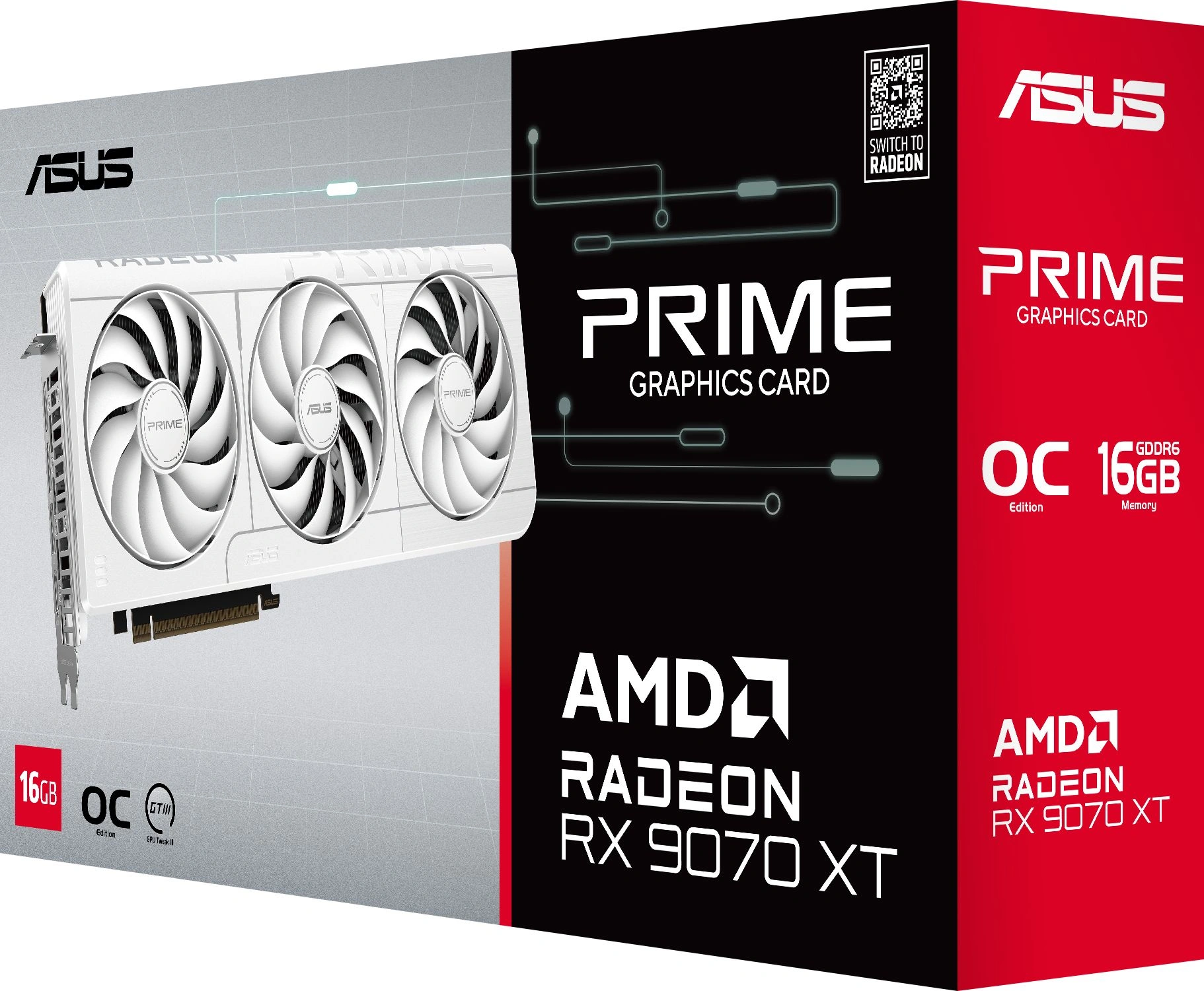 ASUS PRIME-RX9070XT-O16G-WHITE//RX9070XT HDMI DP*3 16G D6; 90YV0L75-M0NA00