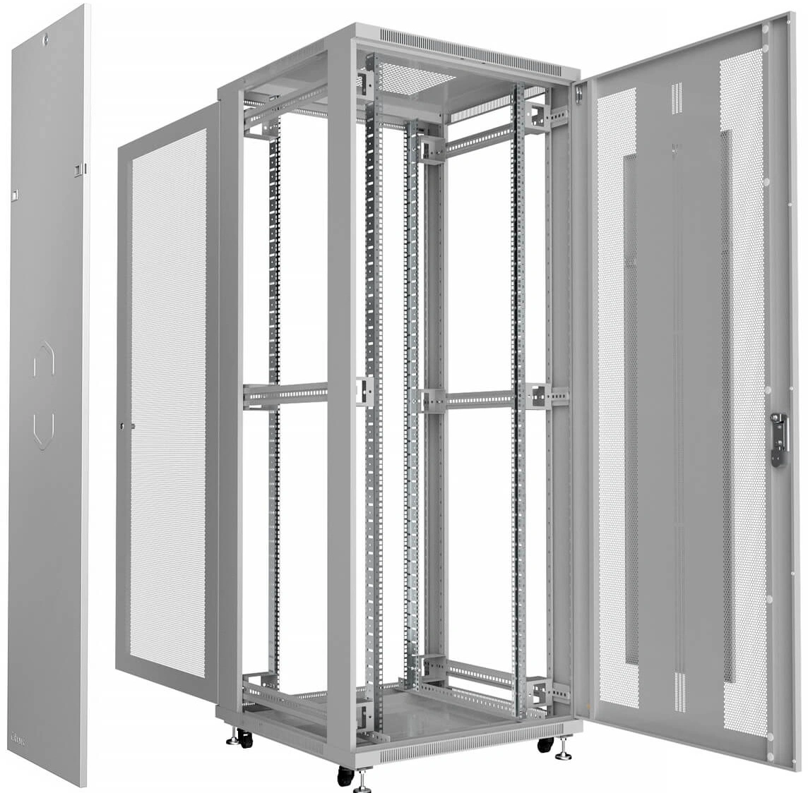 Cabeus ND-05C-42U80/100 Шкаф 19" напольный для распределительного и серверного оборудования 42U 800x1000x2055mm (ШхГхВ) передняя и задняя перфор. двери, цвет серый (RAL 7035)