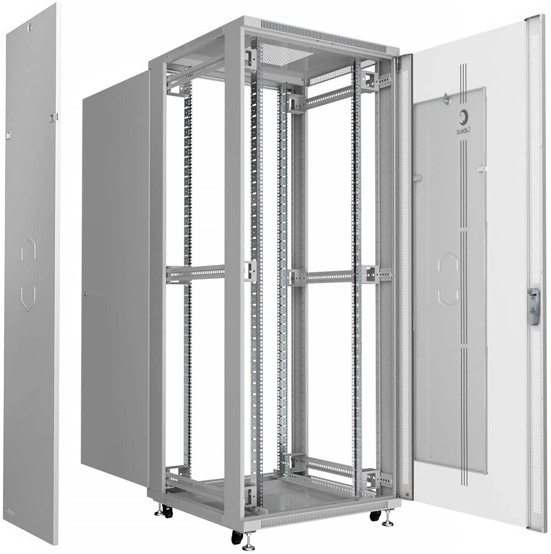 Cabeus SH-05C-42U80/100 Шкаф 19" напольный для распределительного и серверного оборудования 42U 800x1000x2055mm (ШхГхВ) передняя стеклянная и задняя металл, цвет серый (RAL 7035)