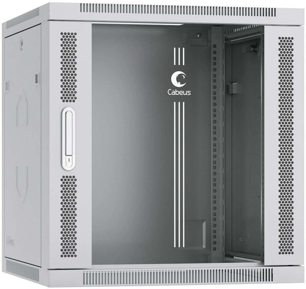 Cabeus SH-05F-12U60/60-R Шкаф телекоммуникационный настенный разобранный 19" 12U 600x600x635mm (ШхГхВ) дверь стекло, цвет серый (RAL 7035)