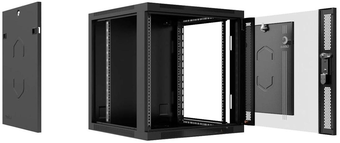 Cabeus SH-05F-6U60/35-BK Шкаф телекоммуникационный настенный 19" 6U 600x350x368mm (ШхГхВ) дверь стекло, цвет черный (RAL 9004)