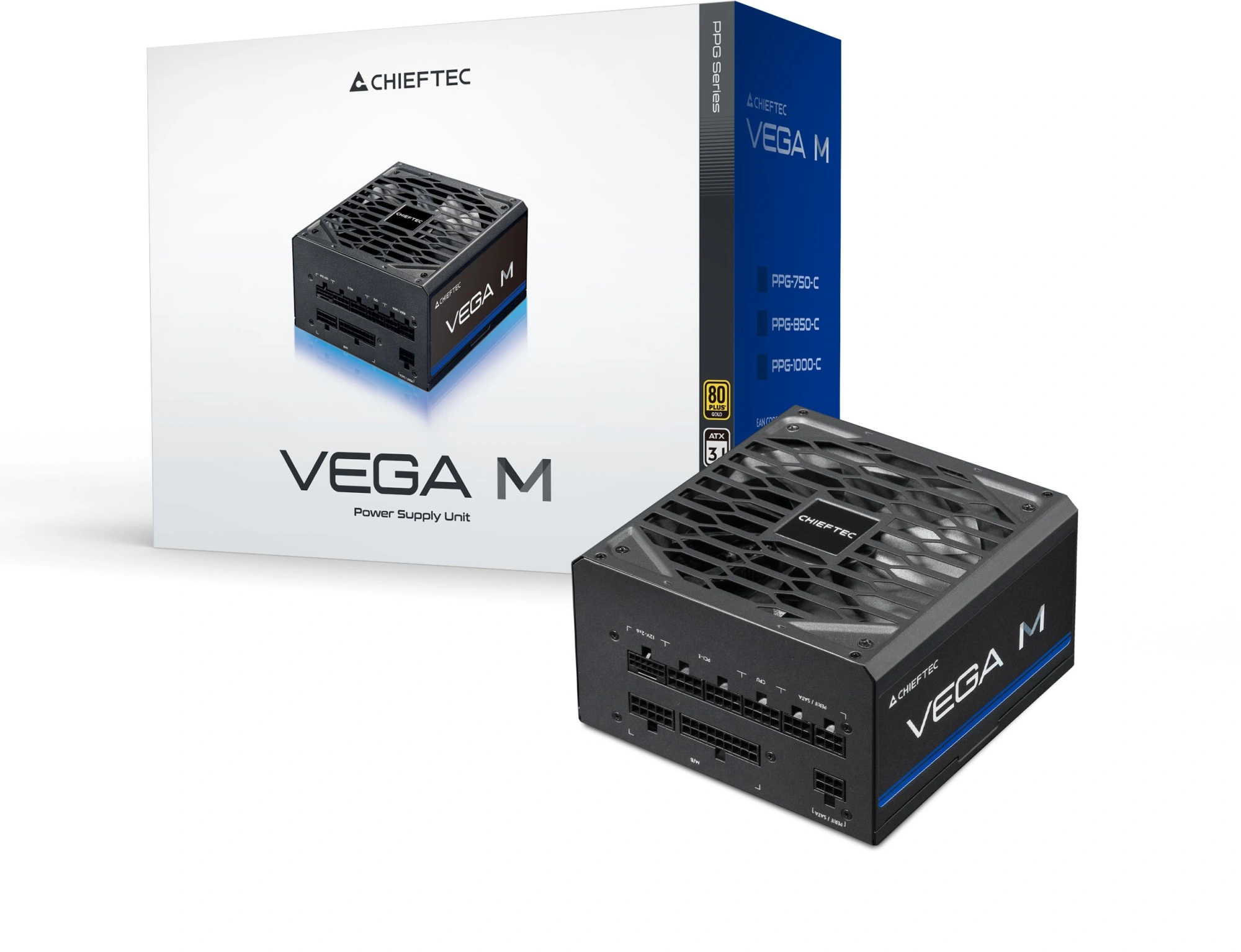 Chieftec Vega M PPG-850-C (ATX 3.1, 850W, 80 PLUS GOLD, Active PFC, 135mm fan, Gen5 PCIe, Full Cable Management) Retail