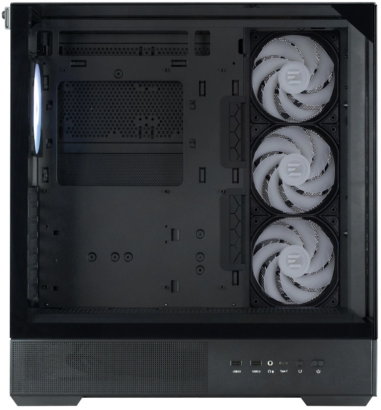 ZALMAN P40 Prism Plus, ATX, BLACK, WINDOW, 3xCombo (3.5'' or 2.5"), 1xUSB TYPE-C, 2xUSB3.0, SIDE 3x120mm ARGB, REAR 1x120mm ARGB арт. P40 Prism Plus Black