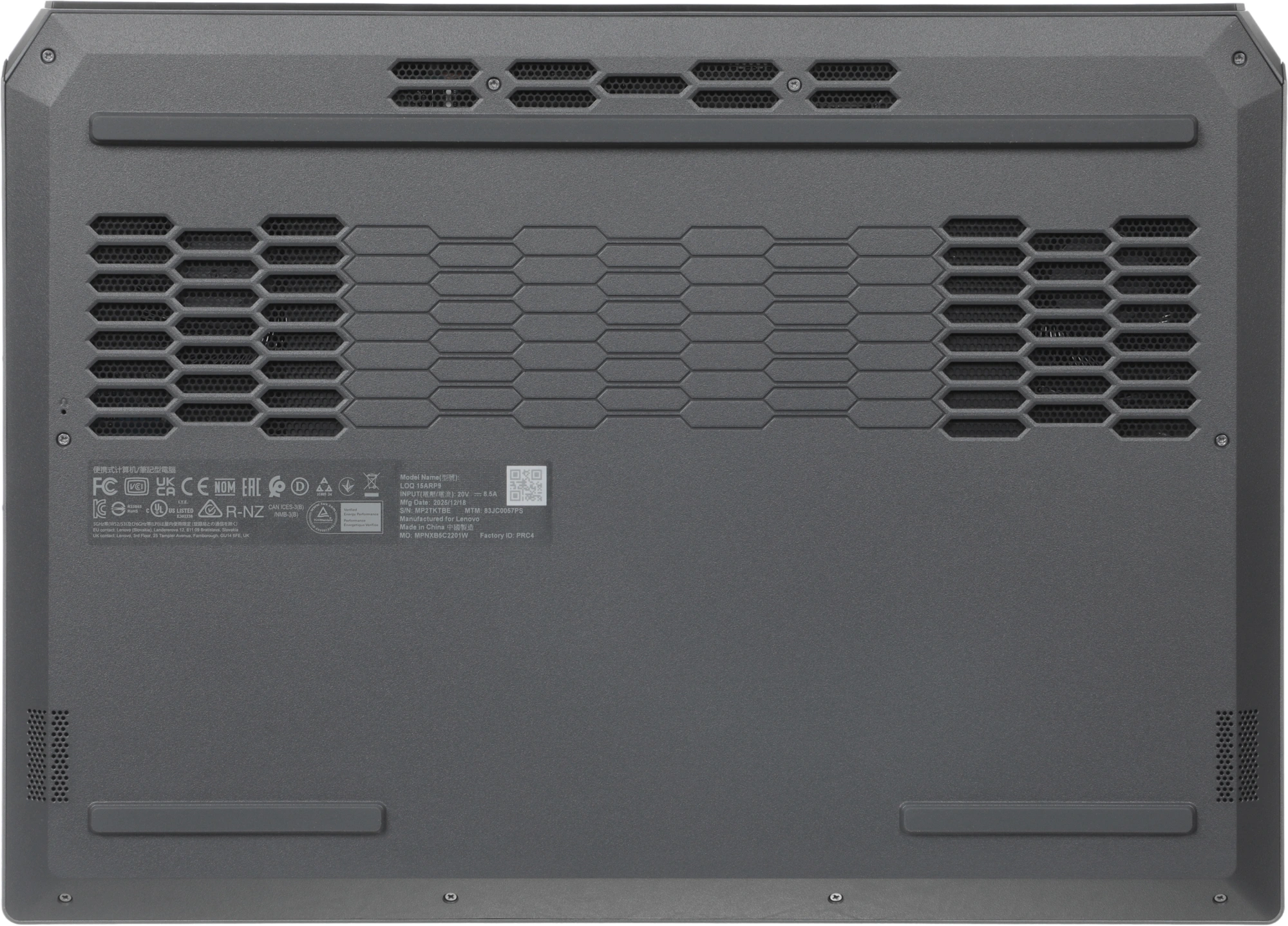 Ноутбук Lenovo LOQ 15ARP9 Ryzen 5 7235HS 16Gb SSD512Gb NVIDIA GeForce RTX 3050 6Gb 15.6" IPS FHD (1920x1080) без ОС grey WiFi BT Cam (83JC0057PS)