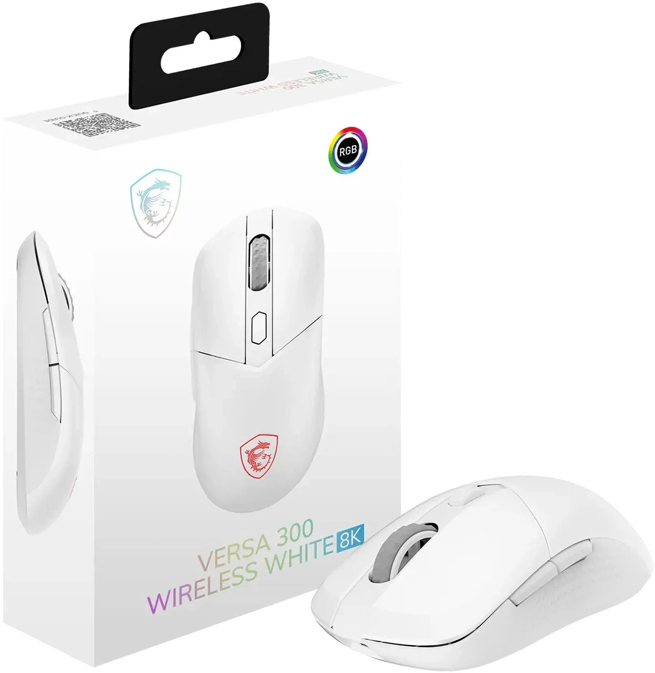 Mouse MSI VERSA W 8K Wireless (2.4GHz / Bluetooth / Wired), 65g, DPI 26000, Symmetrical design, white арт. S12-4301620-CLA