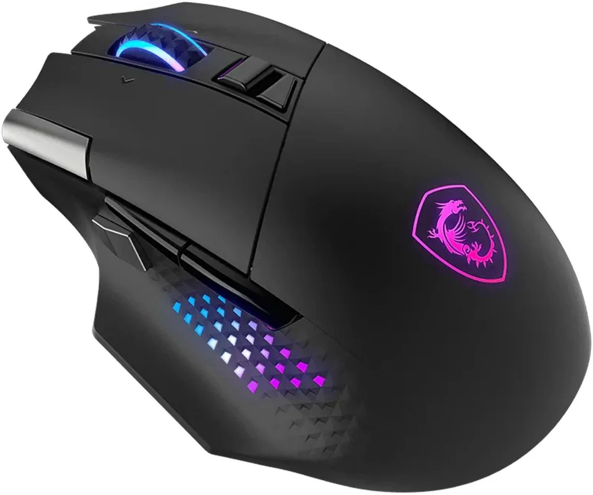 Mouse VERSA PRO W Wireless+ MOUSE DOCK PRO, 13 programmable buttons, 2.4G wireless, Bluetooth, wired mode, 97g, 80 hours, DPI 26000, black MSI арт. S12-4301370-CLA