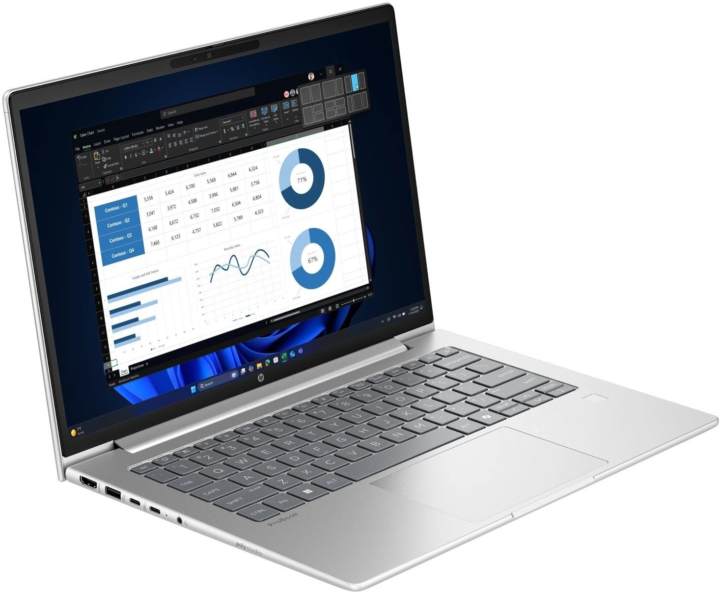 Ноутбук HP ProBook 4 G1i Core Ultra 5 225U 16Gb SSD512Gb Intel Graphics 16" IPS WUXGA (1920x1200) без ОС silver WiFi BT Cam (D0VG0ET)