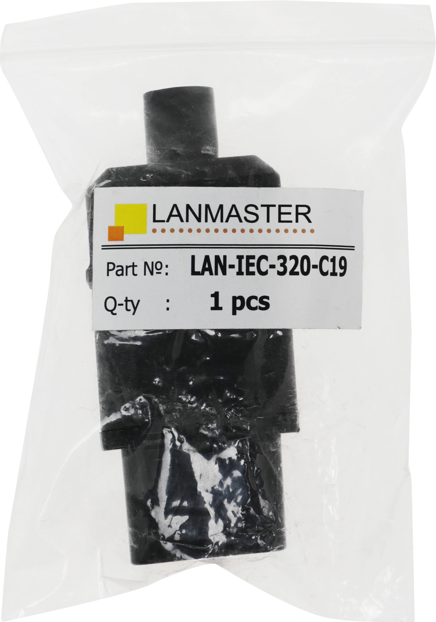 Вилка IEC 60320 C19, 16A, 250V, прямая, разборная, черная LANMASTER арт. LAN-IEC-320-C19