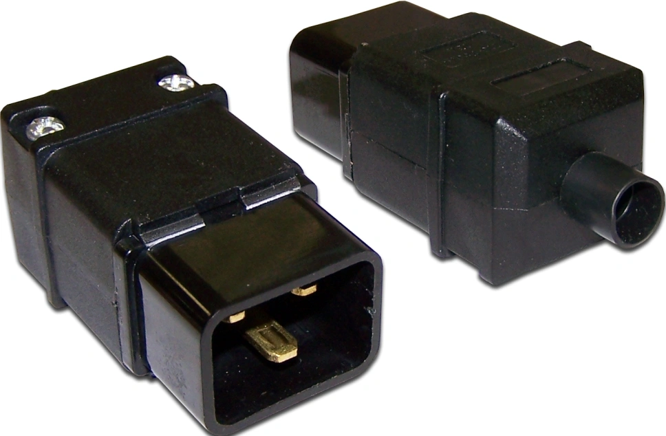 Вилка IEC 60320 C20, 16A, 250V, прямая, разборная, черная LANMASTER арт. LAN-IEC-320-C20