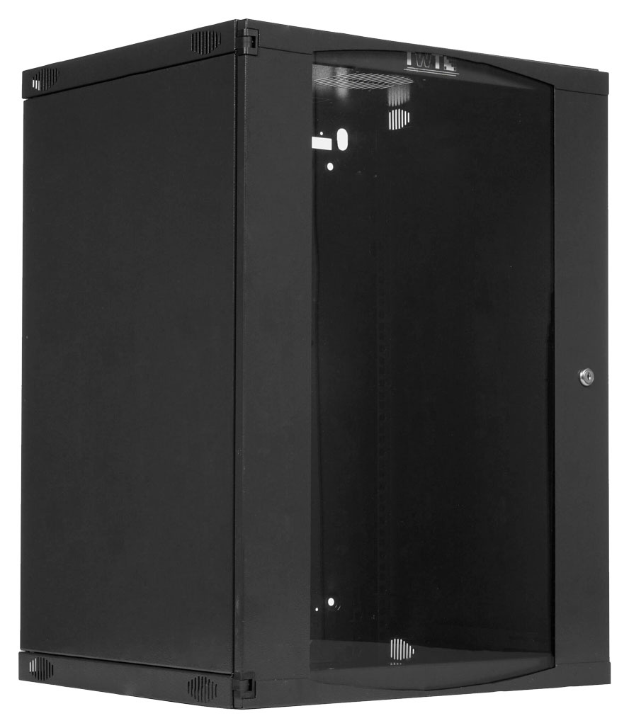 Шкаф настенный Next, 15U 550x450, стеклянная дверь, черный LANMASTER арт. TWT-CBWNG-15U-6x4-BK