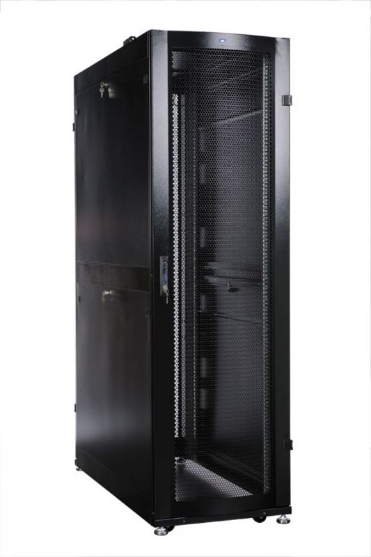 ЦМО Шкаф серверный ПРОФ напольный 42U (600x1200) дверь перфор., задние двойные перфор., черный, в сборе арт. ШТК-СП-42.6.12-48АА-9005