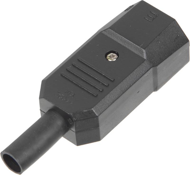 Вилка IEC 60320 C14, 10A, 250V, прямая, разборная, черная LANMASTER арт. LAN-IEC-320-C14
