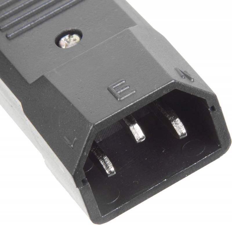 Вилка IEC 60320 C14, 10A, 250V, прямая, разборная, черная LANMASTER арт. LAN-IEC-320-C14