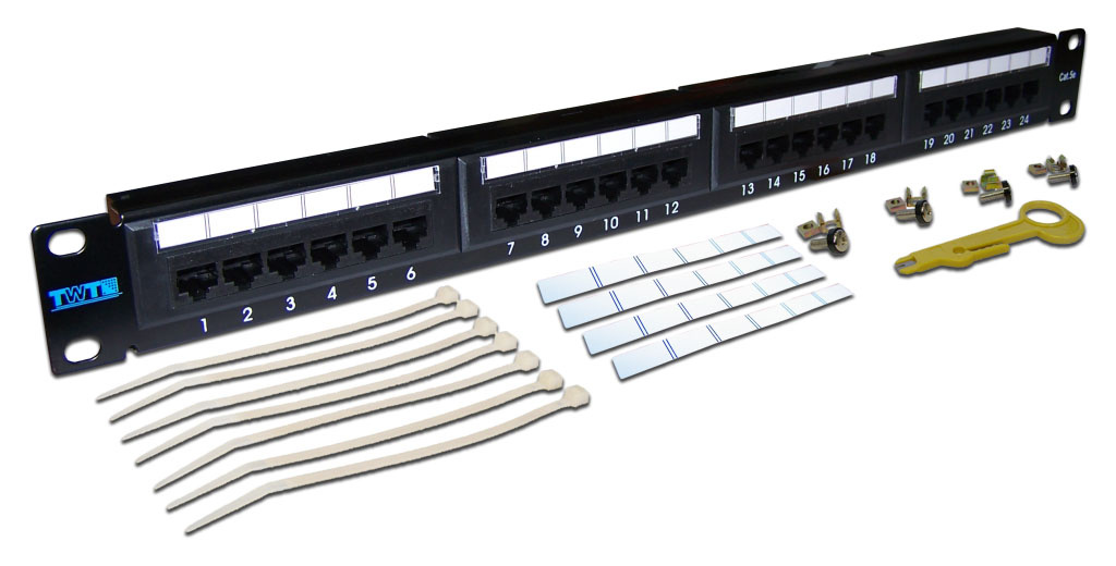 Патч-панель TWT 24 порта, UTP, кат.5E, 1U LANMASTER арт. TWT-PP24UTP