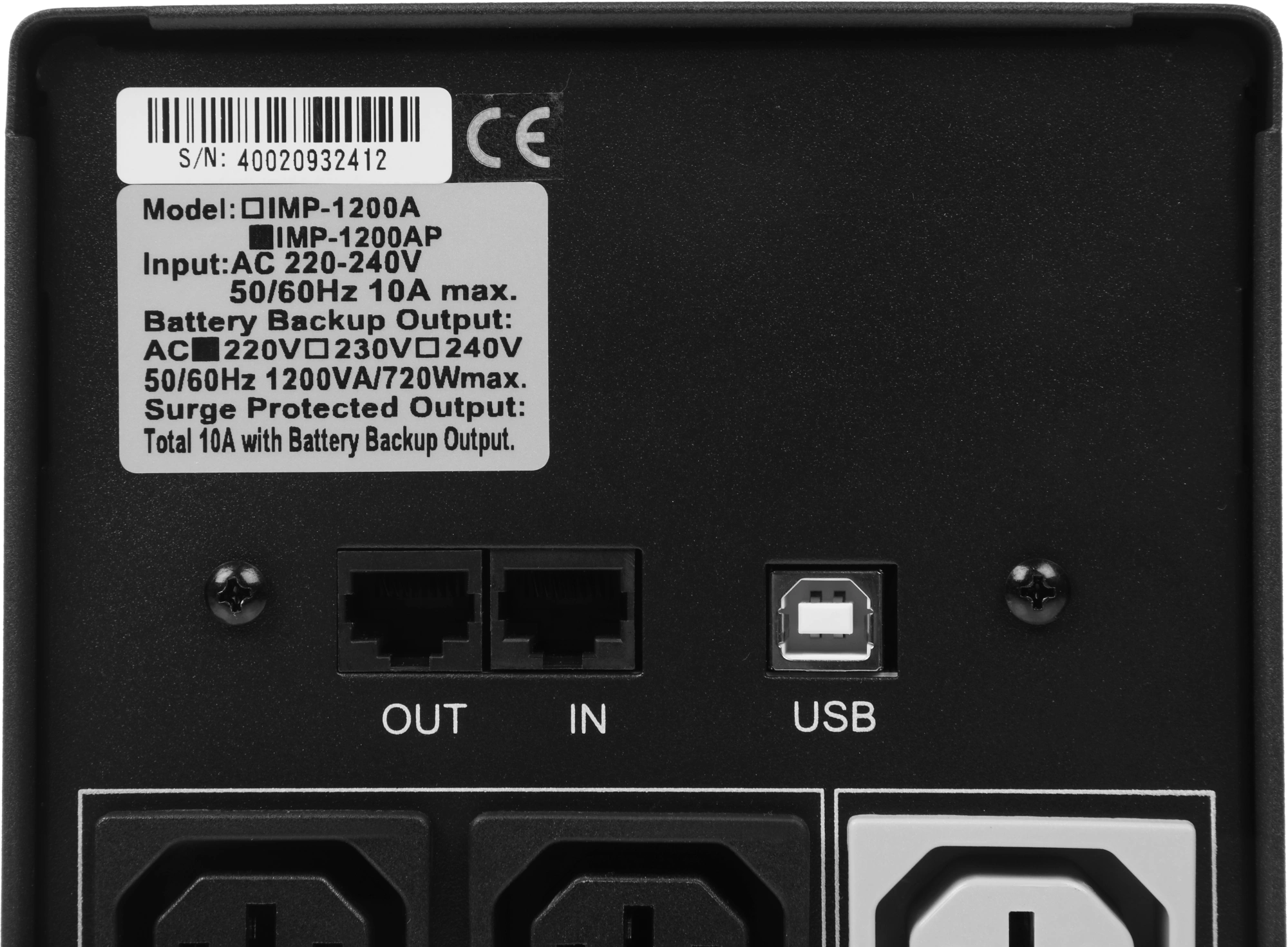 Powercom Back-UPS IMPERIAL, Line-Interactive, 1200VA/720W, Tower, 6*IEC320-C13 (2 surge & 4 batt), USB (671478) арт. IMP-1200AP