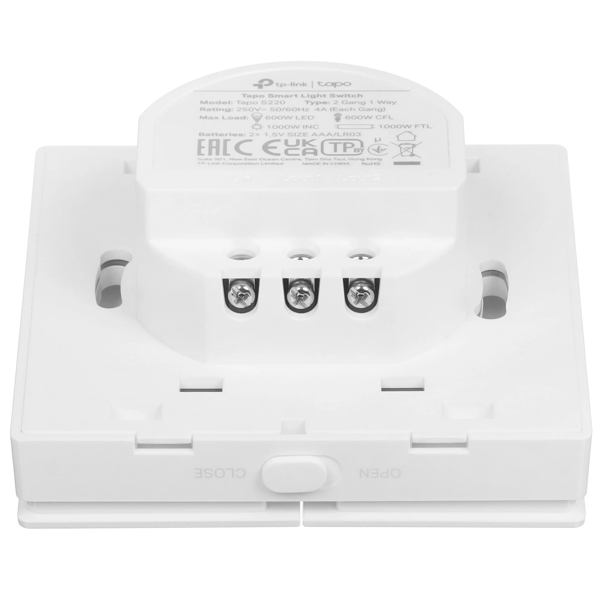 TP-Link Tapo S220 Умный 2-клавишный, 1-позиционный выключатель