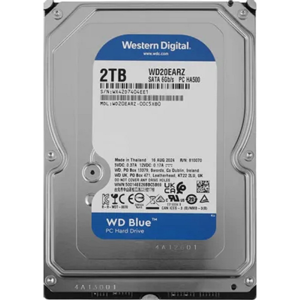 Western Digital Blue HDD 3.5" SATA 2TB, 5400 rpm, 64MB buffer, WD20EARZ, 1 year, (аналог WD20EZRZ)