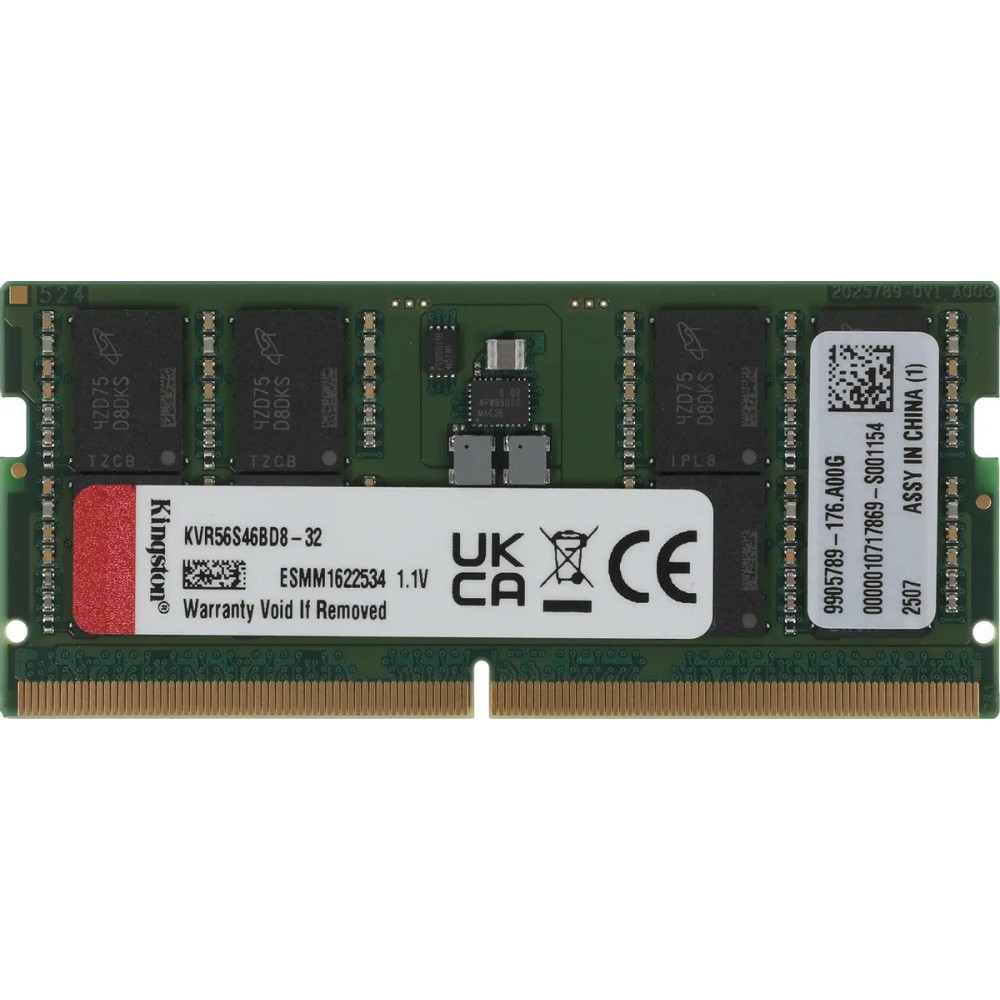 Kingston DDR5 32GB 5600MT/s Non-ECC CL46 SODIMM 2Rx8 1 Year Warrаnty арт. KVR56S46BD8-32