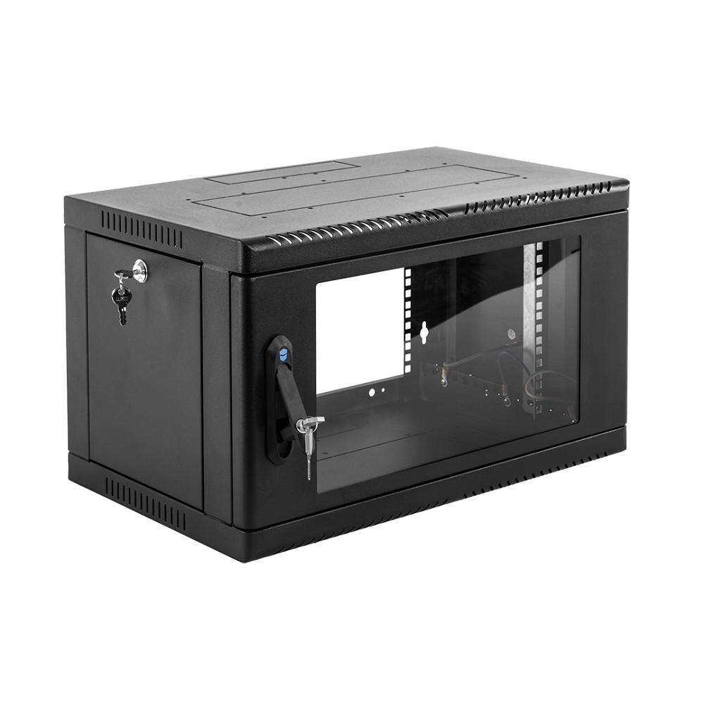 Шкаф коммутационный ЦМО (ШРН-6.650-9005) настенный 6U 600x650мм пер.дв.стекл 200кг черный 600мм 14кг 180град. 346мм IP20 металл