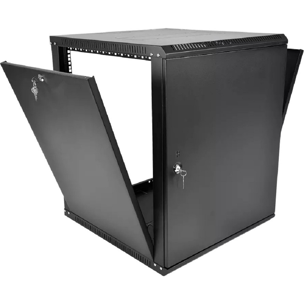 Шкаф коммутационный ЦМО ШРН-Эконом (ШРН-Э-15.500.1-9005) настенный 15U 600x520мм пер.дв.металл задн.дв.стал.лист направл.под закл.гайки 75кг черный 470мм 22.68кг 180град. 742мм IP20 металл