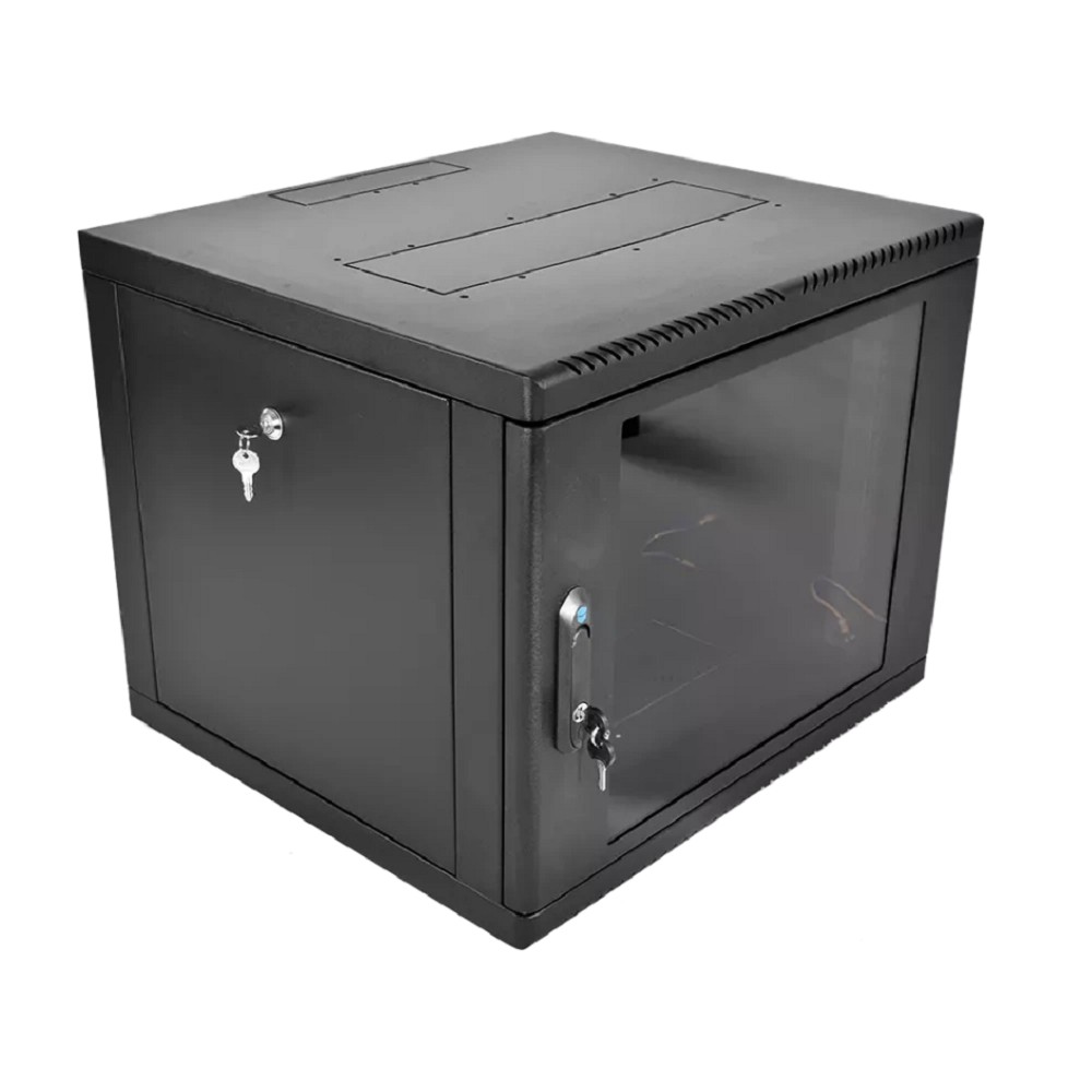 Шкаф коммутационный ЦМО (ШРН-М-9.650-9005) настенный 9U 600x650мм пер.дв.стекл 120кг черный 581мм 22.5кг 180град. 475мм IP20 металл