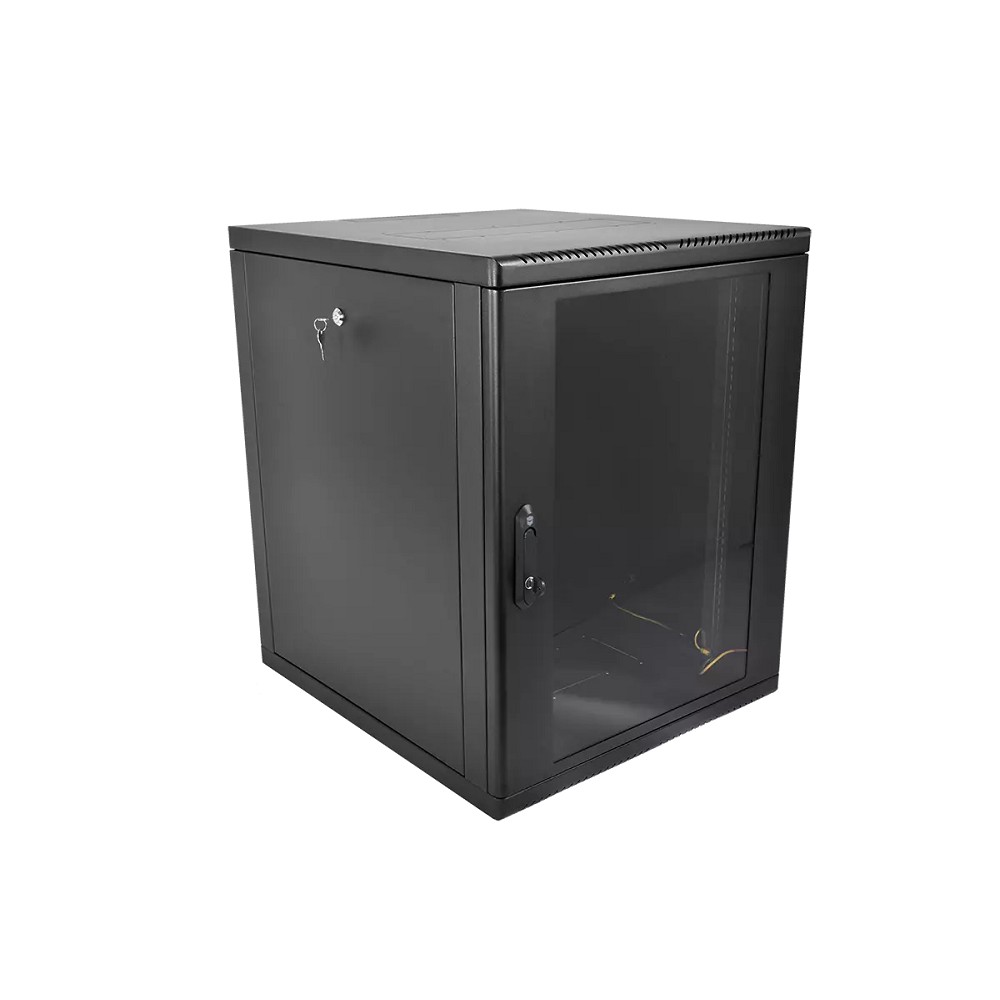 Шкаф коммутационный ЦМО (ШРН-М-12.500-9005) настенный 12U 600x520мм пер.дв.стекл 130кг черный 456мм 21.6кг 180град. 610мм IP20 сталь