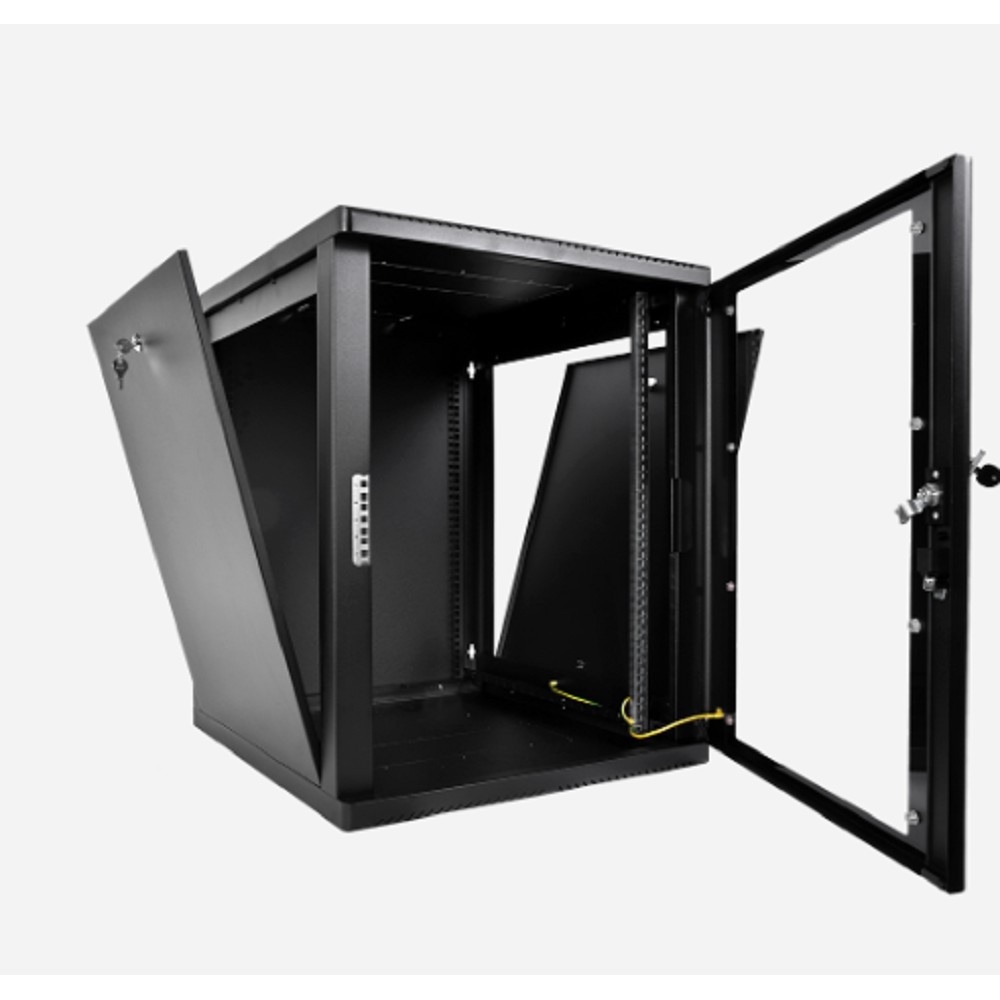 Шкаф коммутационный ЦМО (ШРН-М-12.500-9005) настенный 12U 600x520мм пер.дв.стекл 130кг черный 456мм 21.6кг 180град. 610мм IP20 сталь