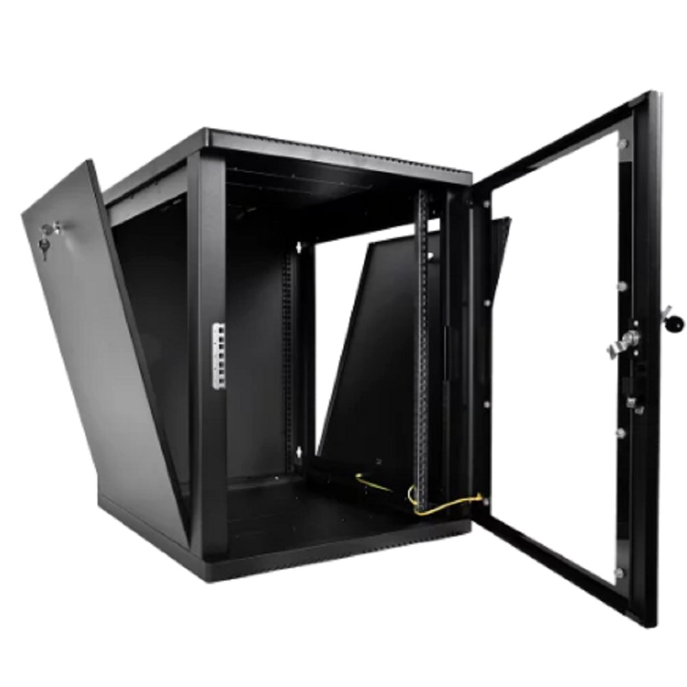 Шкаф коммутационный ЦМО (ШРН-М-15.500-9005) настенный 15U 600x520мм пер.дв.стекл 130кг черный 456мм 24.66кг 180град. 745мм IP20 сталь