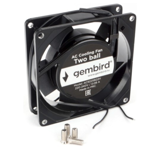Gembird Вентилятор 92x92x25 AC 220 подшипник 2 pin провод 30 см [AC9225B22H]