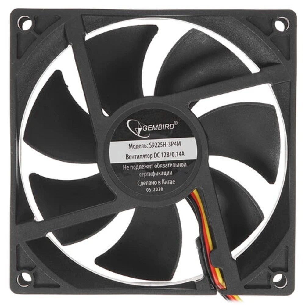 Gembird Вентилятор 92x92x25 гидродинамический тихий 3 pin/4pin Molex провод 30 см [S9225H-3P4M]