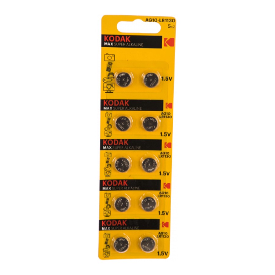 Kodak AG10 (389) LR1130, LR54 [KAG10-10] Max Button Cell (100/1000/70000) (10 шт. в уп-ке) арт. B0044715