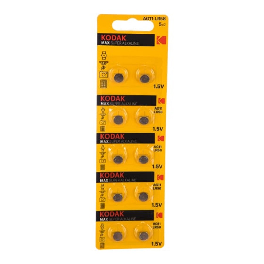 Kodak AG11 (361) LR721, LR58 [KAG11-10] Max Button Cell (100/1000/98000) (10 шт. в уп-ке) арт. B0044716