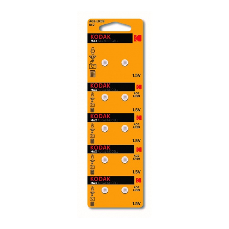 Kodak AG2 (396) LR726, LR59 [KAG2-10] Max Button Cell (100/1000/98000) (10 шт. в уп-ке) арт. B0044707