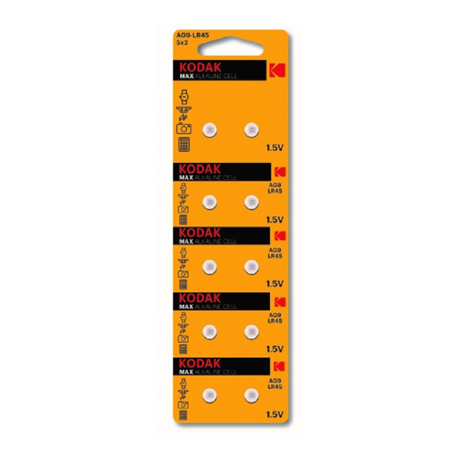 Kodak AG9 (394) LR936, LR45 [KAG9-10] Max Button Cell (100/1000/70000) (10 шт. в уп-ке) арт. B0044714