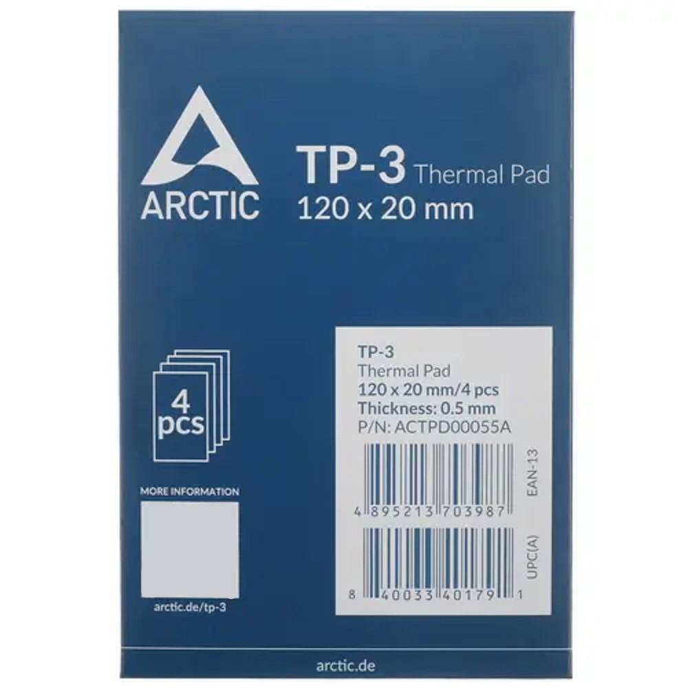 Thermal pad 120x20mm, 0.5mm - 4 Pack TP-3 ACTPD00055A No Name