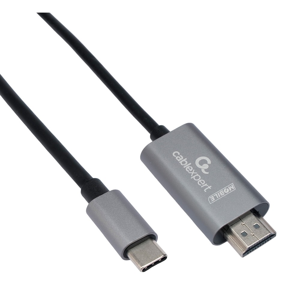 Cablexpert Кабель-переходник с Type-C на HDMI v2.0, Mobile, 1.8м, черный, корбка (CCB-A-CM-HDMI-1.8M) Konoos
