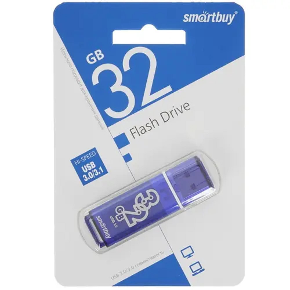 Smartbuy USB Drive 32GB Glossy series Dark Blue 3.0/3.1 (SB32GBGS-DB) Smart buy