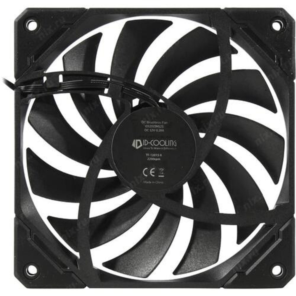 ID-COOLING TF-12015-K 120x120x15мм (40шт./кор, PWM, Low Noise, супер-тонкий, резиновые углы, черный, 500-2200об/мин) BOX
