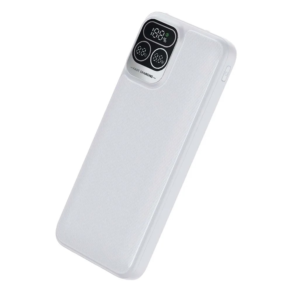 Perfeo Powerbank Atomic Age 10000 mAh/LED дисплей/PD + QC 3.0/Type-C/2 USB/Выход: 5A, max 22.5WWhite (PF_E1473)