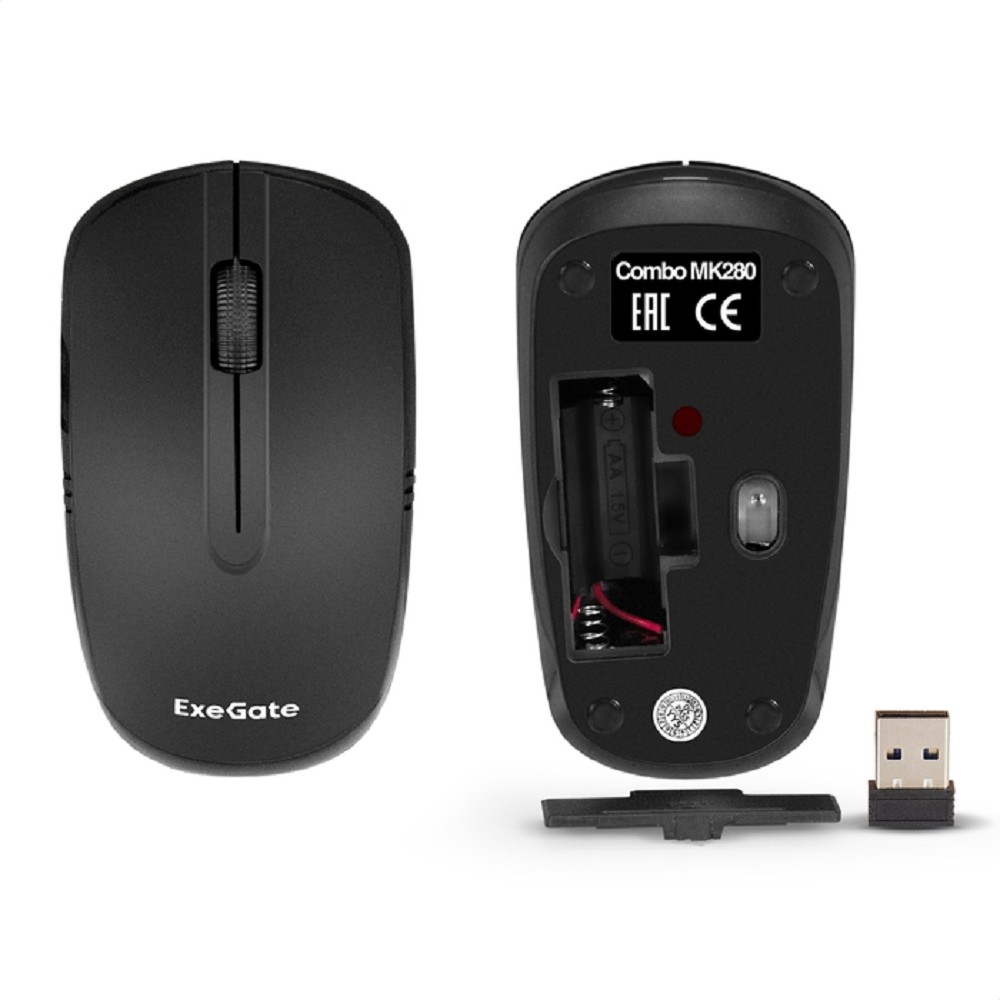 Exegate EX296104RUS Комплект беспроводной ExeGate Professional Standard Combo MK280 (кл.104кл+мышь 1000dpi 3кн.+Scr,USB)