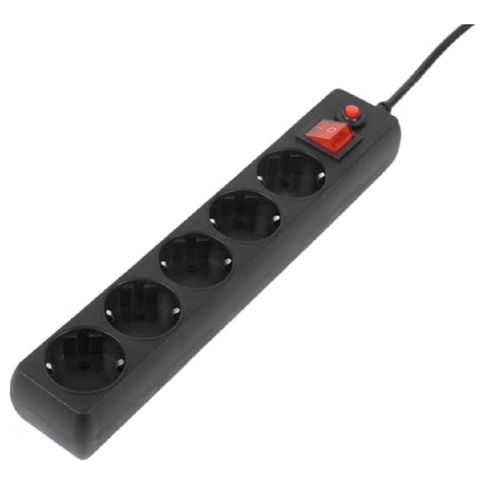 Filum Сетевой фильтр FL-SP3-5-5M-BL, 5 м., черный, 2200 Вт., 5 розеток, упаковка- коробка {00-01057162}