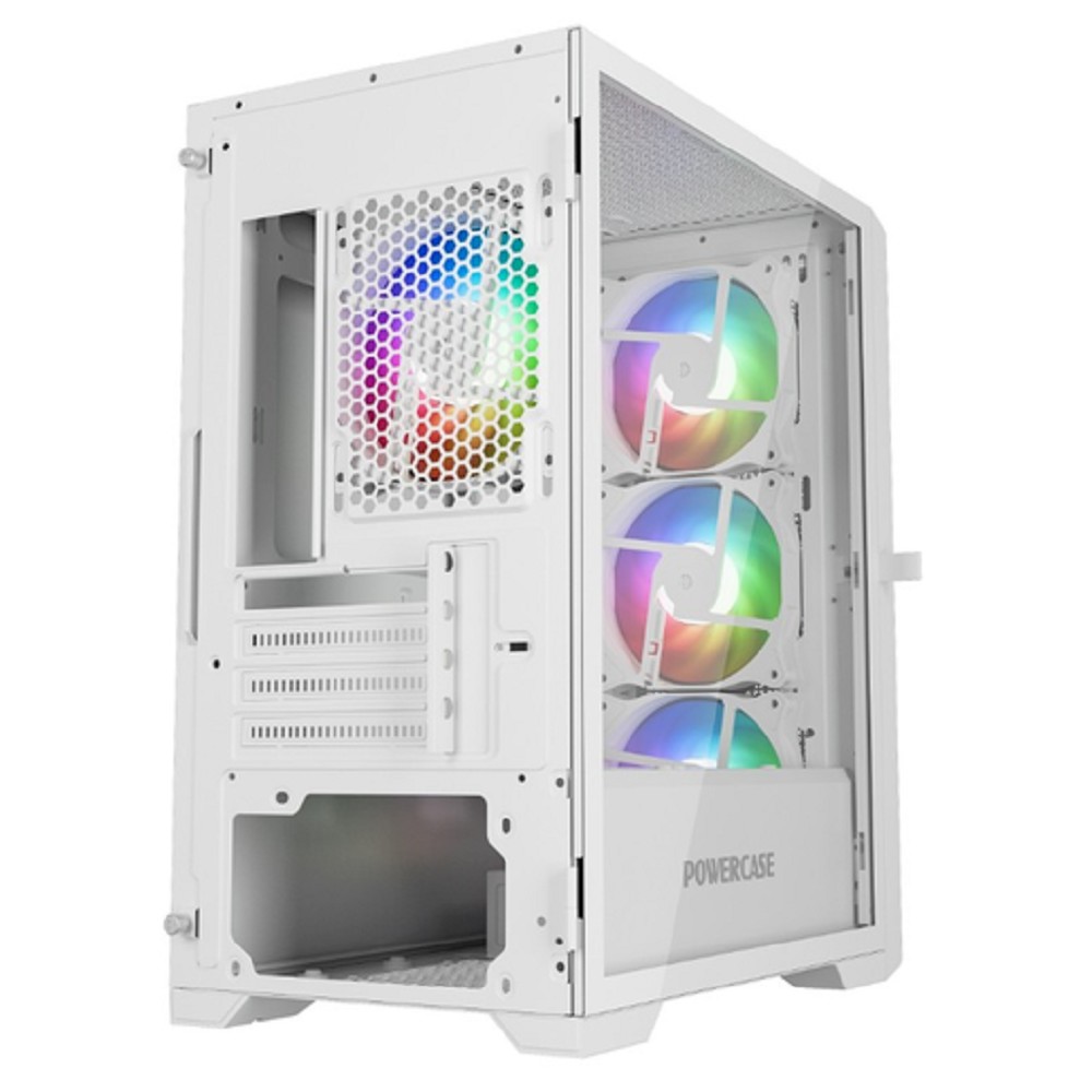 Powercase ByteFlow Micro White, Tempered Glass, 4х 120mm ARGB fans, ARGB HUB, белый, mATX (CAMBFW-A4)