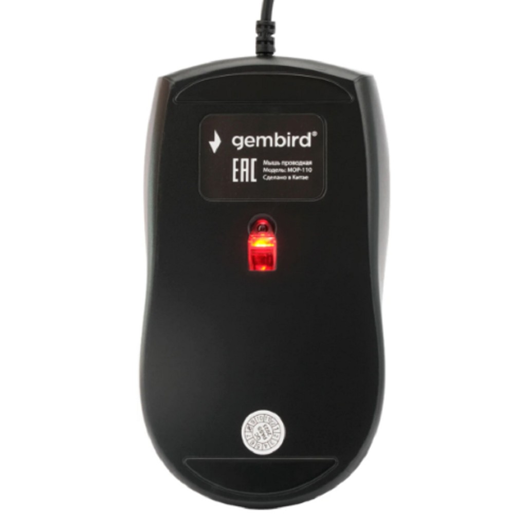 Gembird MOP-110 Black {Мышь, USB, черный, 3 кнопки, 1000 DPI, кабель 1.8м}