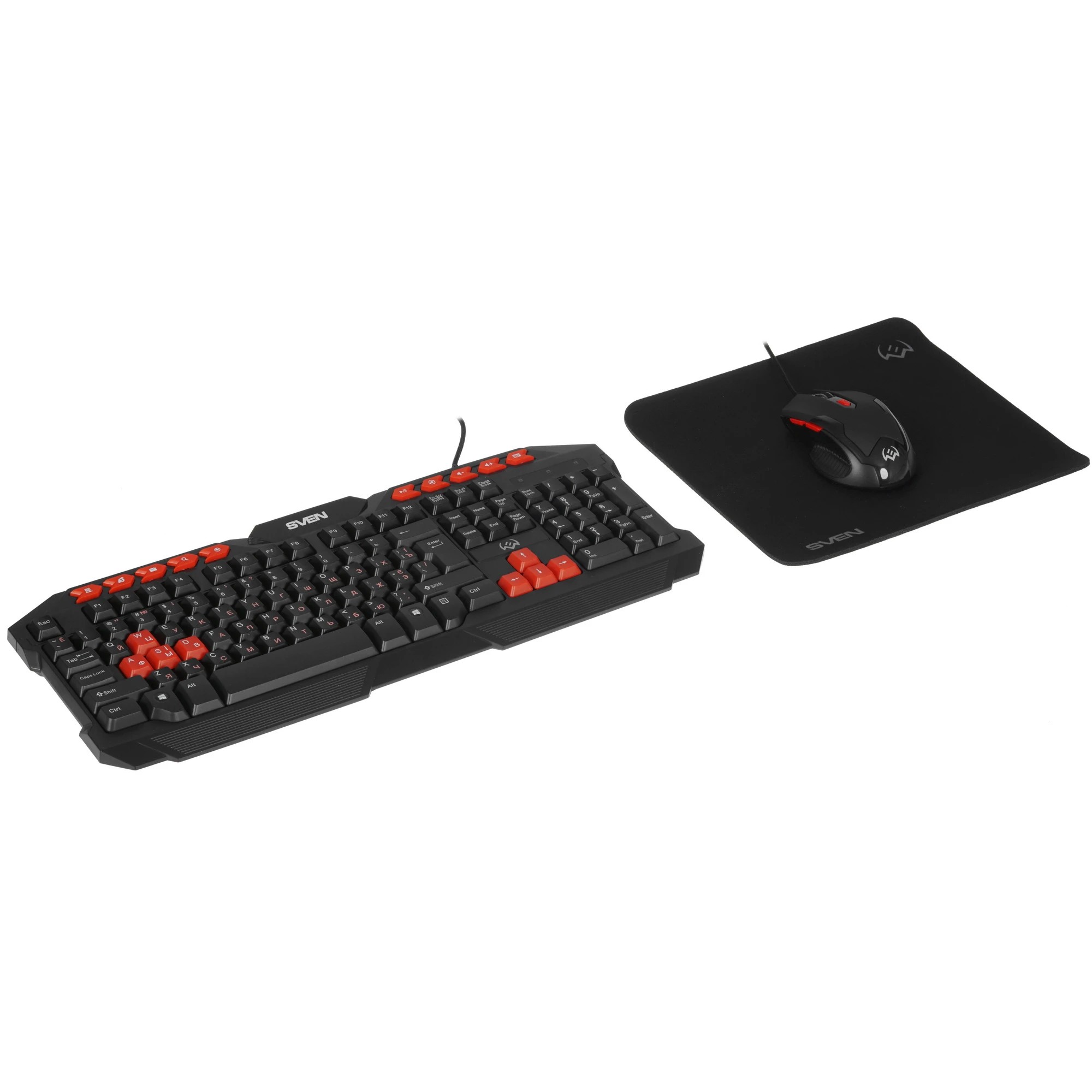 Игровой набор клавиатура+мышь+коврик GS-9200 (114 кл,, 8 смен. кл., 800-2400DPI, 5+1кл.) Sven арт. SV-018221