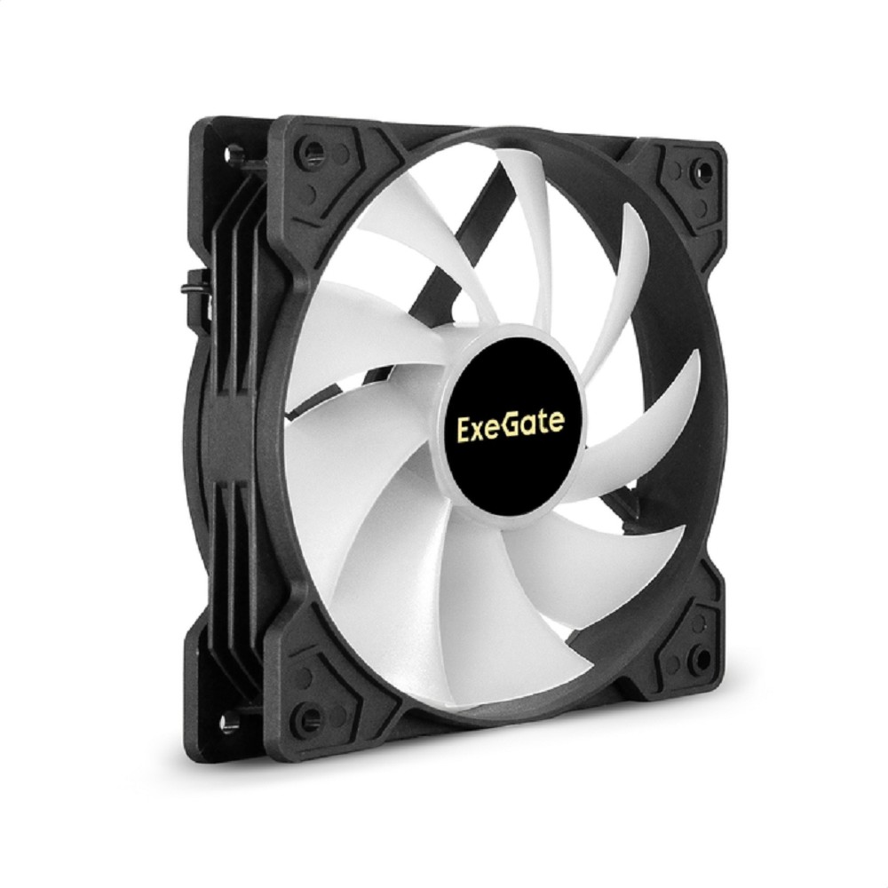 Exegate EX295967RUS Вентилятор 12В DC с подсветкой ExeGate EX12025H3P4PMY-PWM.ARGB (120x120x25 мм, Hydraulic bearing (гидродинамический), 5V ARGB 3pin, 4pin PWM, 1200RPM, ARGB подсветка, 26dBA)