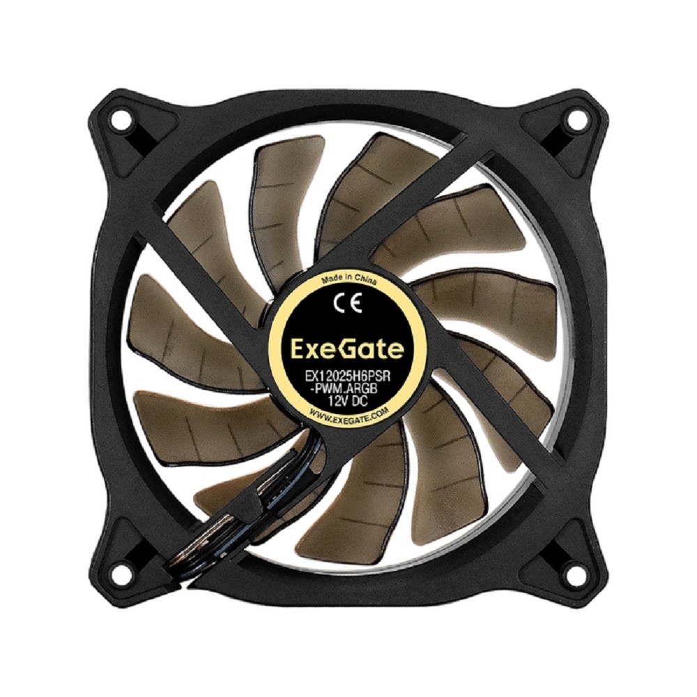 Exegate EX295973RUS Вентилятор 12В DC с подсветкой ExeGate EX12025H6PSR-PWM.ARGB (120x120x25 мм, Hydraulic bearing (гидродинамический), 6pin, 1200RPM, ARGB подсветка, 33dBA)
