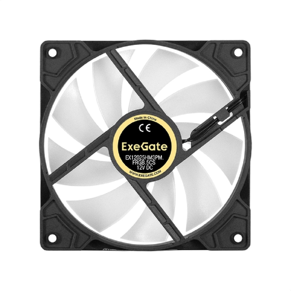 Exegate EX295965RUS Вентилятор 12В DC с подсветкой ExeGate EX12025HM3PM.FRGB.5CS (120x120x25 мм, Hydraulic bearing (гидродинамический), 3pin+Molex, FRGB подсветка, 24dBA)