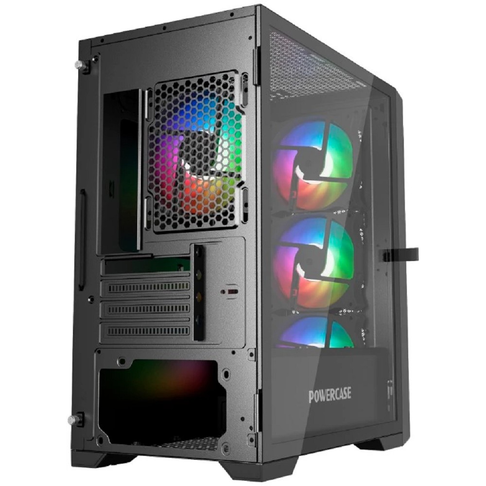 Powercase Alisio Micro X4B V2, Tempered Glass, 4х 120mm ARGB fans, ARGB HUB, чёрный, mATX (CAMCXB-A4)