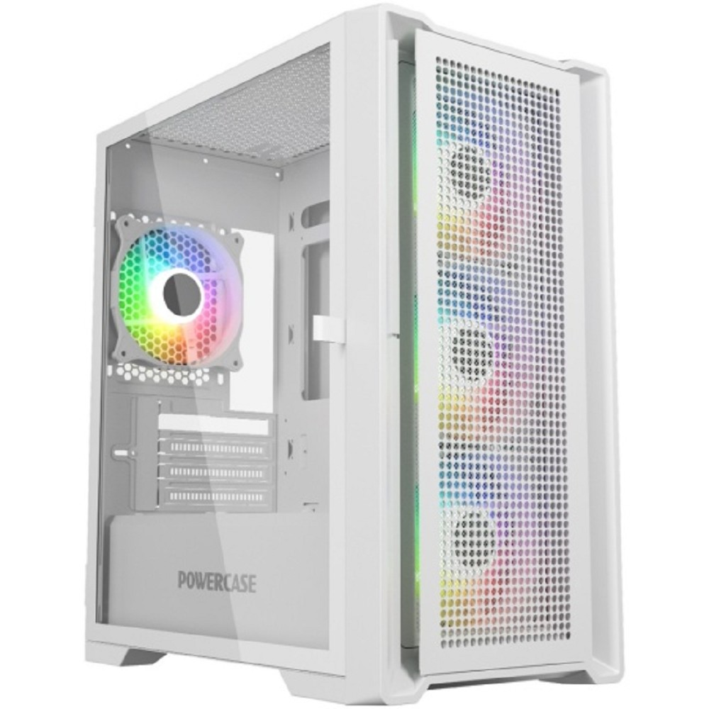 Powercase Alisio Micro X4W V2, Tempered Glass, 4х 120mm ARGB fans, ARGB HUB, белый, mATX (CAMCXW-A4)